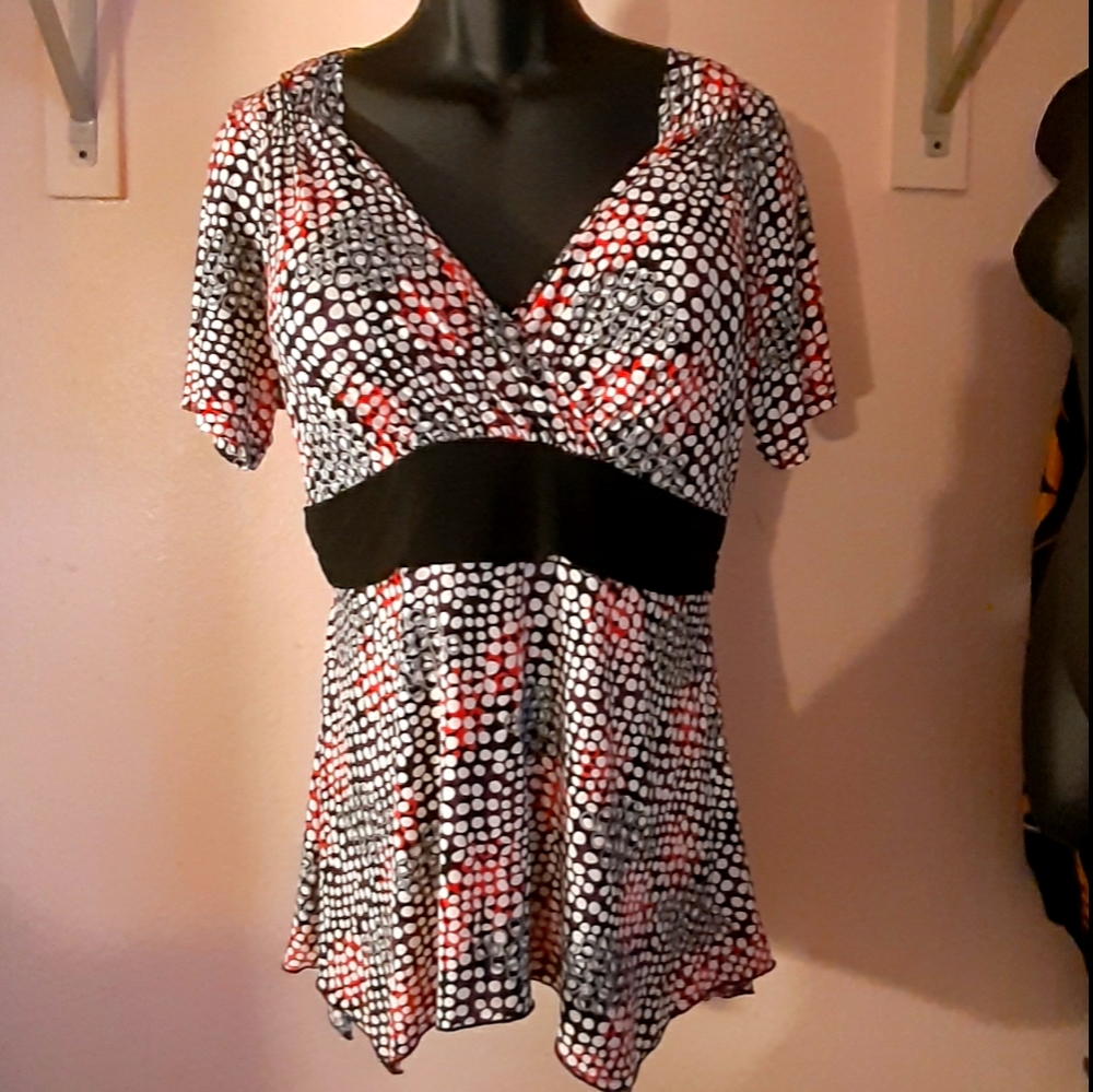 LANE BRYANT Multicolored Polka Dot Top 14/16